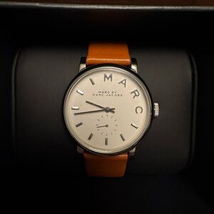 Marc by Marc Jacobs Silver Dial Watch with Brown Leather Strap